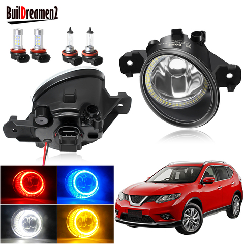 Angel Eye Fog Light Assembly For Nissan X-Trail T32 2014 2015 2016 Car Front Bumper Fog Lamp Halo Ring Daytime Running Light 12V ► Photo 1/6