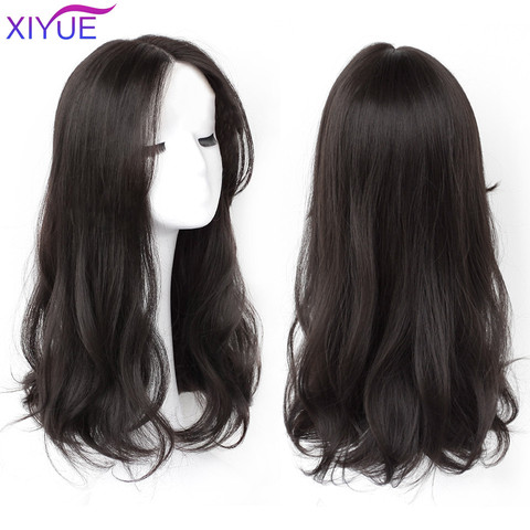 XIYUE Long Synthetic Curly Wigs With Center Bangs Natural Curly Dark Brown Wigs for Women Cosplay Wigs Heat Resistant Fiber Wigs ► Photo 1/6