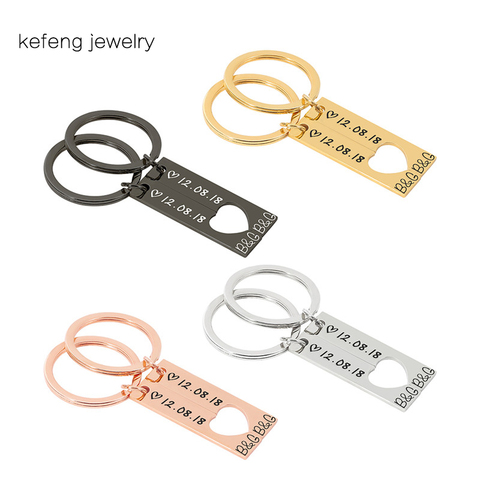 Customized Couples Keychain Boyfriend Girlfriend Keyring Custom Initials Date Pinky Promise Valentine Day Gift Brelok do Kluczy ► Photo 1/6