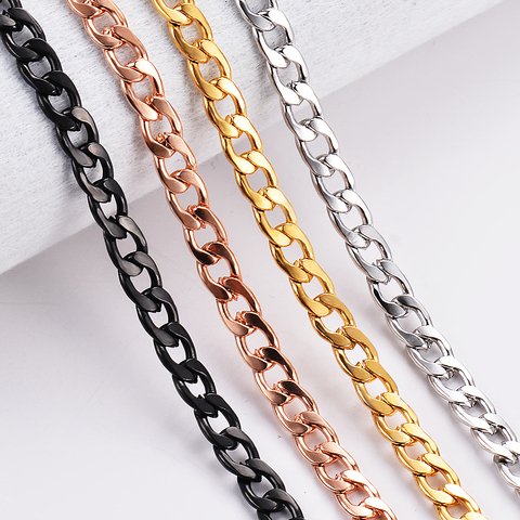 1 piece Width 3/4.5mm Flat Curb Chain Necklace Stainless Steel Necklace 3 Colors ► Photo 1/6