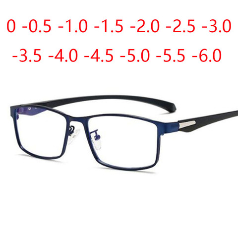 Square Finished Myopia Glasses Full Metal Frame TR90 ultralight Spectacles 0 -0.5 -0.75 -1.0 -2.0 -2.5 -3.0 To -6.0 ► Photo 1/6