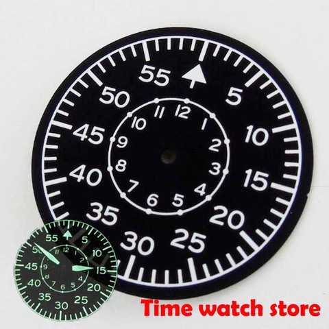 Luminous 35.5mm black strile watch dial men Fit Miyota 8215 Mingzhu 2813  Sea-Gull 1612 Movement Corgeut ► Photo 1/3