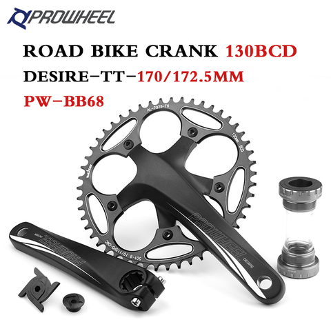 PROWHEEL Road Bike Crankset 130 BCD 170/172.5mm 50/52/54/56/58/60T Sprocket Chainrings with Bottom Bracket Bicycle crank parts ► Photo 1/6