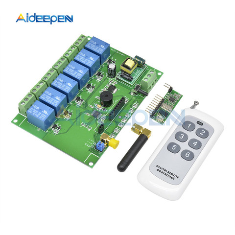6 Channel Relay Module with Remote Control 110-240V RF Receiver 433MHz Remote Channel Control Switch Relay Board Module ► Photo 1/6
