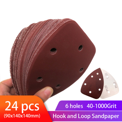 24pcs Self-adhesive Sandpaper Triangle 6 holes Delta SanderHook Loop Sandpaper Disc Abrasive Tools For Polishing Grit 40-1000 ► Photo 1/6