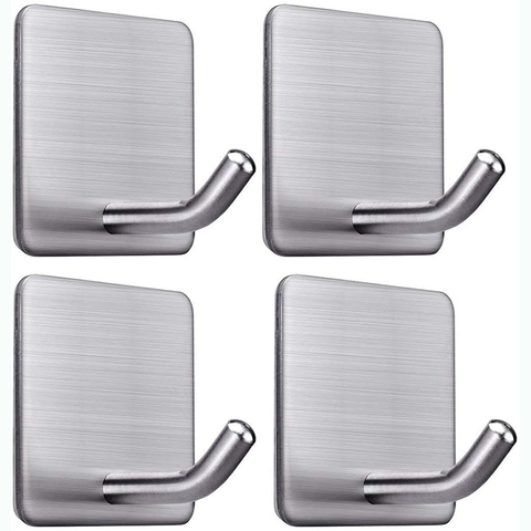 10Pcs Adhesive Hooks Heavy Duty Wall Hangers Waterproof Stainless Steel Towel Holder Stcik On For Hanging ► Photo 1/6