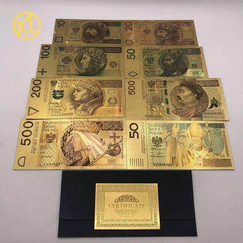 1pc/set 500 PLN Pure Gold Foil Banknote Poland Souvenir Banknotes Commemorative Banknotes Fake Money ► Photo 1/6