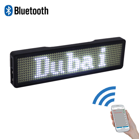 Bluetooth digital LED badge DIY programmable scrolling message mini LED display party event  clear 11*55 pixels LED name sign ► Photo 1/6