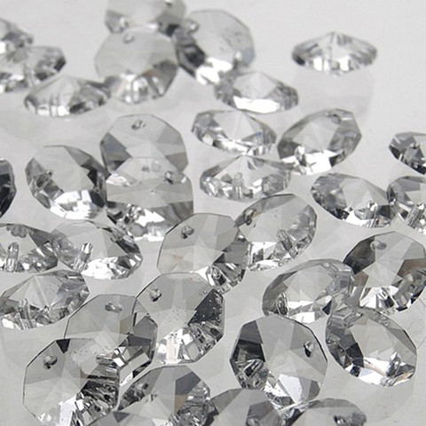 Top Quality 14mm Clear 200pcs K9 Crystal Octagon Bead In 2Holes Diy Wedding & Home Decoration Glass Accessories Chandelier Parts ► Photo 1/5