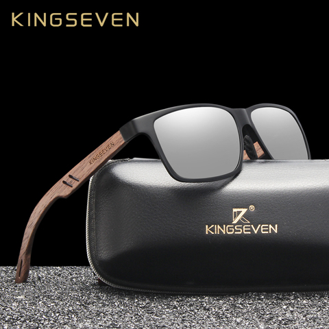KINGSEVEN Brand New Design Aluminum+Walnut Wooden Handmade Sunglasses Men Polarized Eyewear Accessories Sun Glasses For Women ► Photo 1/6