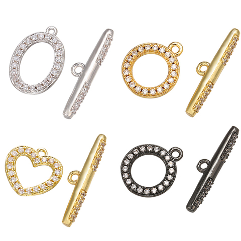ZHUKOU 12x14mm Brass Cubic Zirconia Flat Crystal Hooks for Women Handmade Necklace Bracelet Jewelry Accessories Model: VK76 ► Photo 1/6