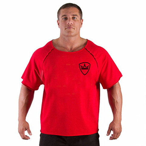 Gym Oversized Clothing fitness Running t shirt men O-neck t-shirt cotton bodybuilding Sport shirts tops gym men training t shirt ► Photo 1/6