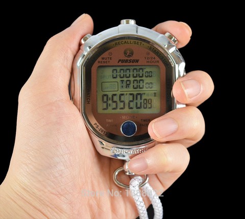 Digital Sports Stopwatch Timer 1/1000 Second Professional Chronograph Counter LCD Training Handheld Sports Stopwatch with Strap ► Photo 1/6