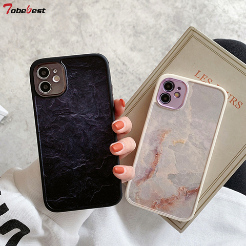 Tobebest Marble Plating Camera Protection Lid Anti-knock Phone Cases for iphone 12 11 pro max X XS XR 8 Plus 12mini Matte Cover ► Photo 1/6