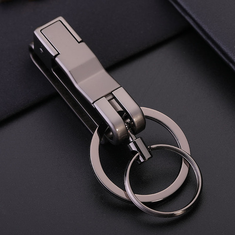 Men Waist Hanging Anti-lost Double Ring Removable Key Chain Keychain Metal Double Keyring Auto Pendant Key Holder Accessories ► Photo 1/6