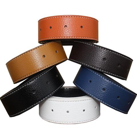 2022 New 3.7cm Luxury Men's Leather Automatic Ribbon Waist Strap Belt Without Buckle Black ► Photo 1/6