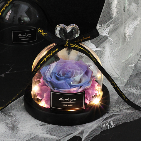 Beauty and the Beast Save Valentine's Day Gift Exclusive Glass Rose Dome Light Timeless Real Rose Mother's Day Gift ► Photo 1/6