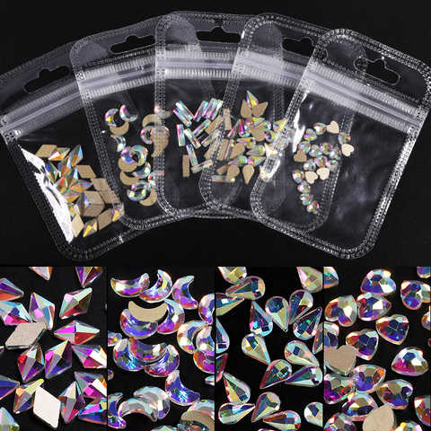 Crystals Clear AB Glass Rhinestone Stones Solid Flat Back Nail Ornaments Colorful Granular Three-Dimensional Nail Art Decoration ► Photo 1/6