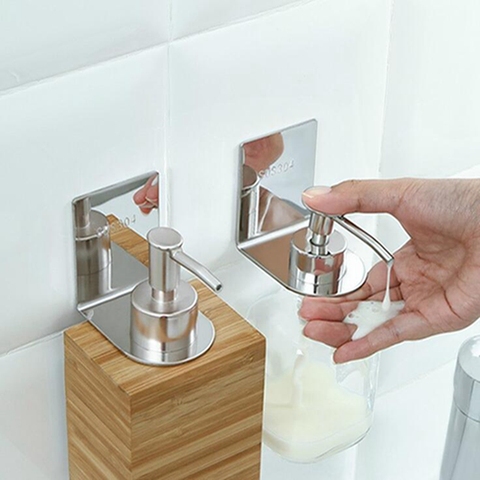 Stainless steel wall mount soap shower Gel dispenser bottle holder self-adhesive bathroom organizer ► Photo 1/6