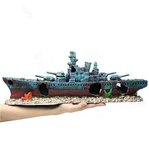 Hot Sale Resin Aquarium Decorations Lost Wrecked Boat Ship Aquarium Decoration Ornament Wreck Tank Accessories Dropship ► Photo 1/5