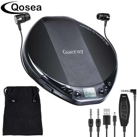 Qosea Portable CD Player Hifi with Headphones Walkman Player Shockproof Anti-Skip Personal LCD Display Luxuxy Music Disc Player ► Photo 1/6