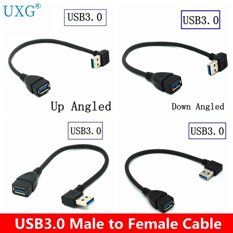90 Degree Right & Left Elbow Super High Speed USB 3.0 Male To Female Cable Extension 15cm ► Photo 1/6