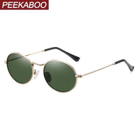 Peekaboo small oval sunglasses retro woman metal frame 2022 green polarized sun glasses for men mirror lens uv400 vintage ► Photo 1/6