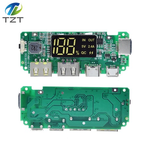 LED Dual USB 5V 2.4A Micro/Type-C USB Mobile Power Bank 18650 Charging Module Lithium Battery Charger Board Circuit Protection ► Photo 1/6