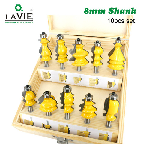 LA VIE 10pcs 8mm Shank Architectural Molding Handrail Router Bits Set Casing Base CNC Line Woodworking Cutters Face Mill MC02070 ► Photo 1/6