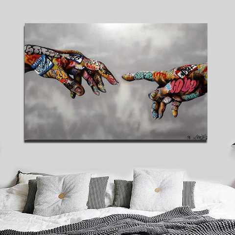 SELFLESSLY Graffiti Street Art Painting Abstract Art Hand Wall Pictures For Living Room Wall Art Classic Posters and Prints ► Photo 1/6