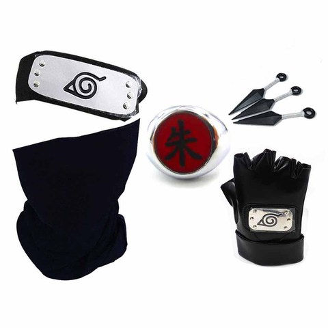 Naruto Set Anime Accessories Cosplay Hatake Kakashi Gloves Mask Headband Weapon Kunai Notebook Props Toy Gift Men Fans ► Photo 1/6