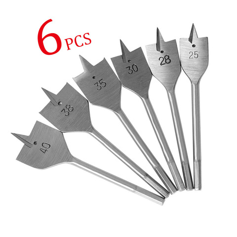 Hige quality 6pcs/set Flat Drill High-carbon Steel Wood Flat Drill Set Woodworking Spade Drill Bits Durable Woodworking Tool Set ► Photo 1/6