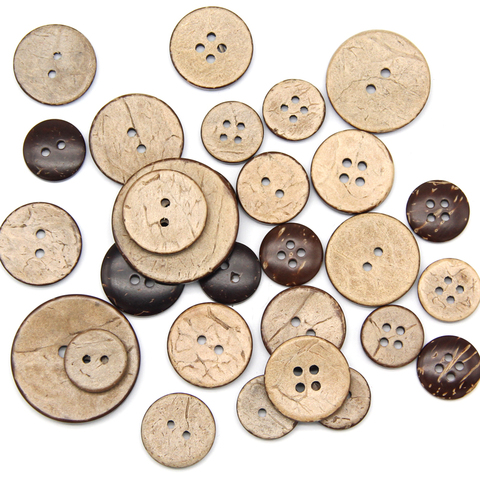 Natural Eco-friendly Coconut Shell Wood Button For Clothing 2/4 Holes Children Scrapbook Decorative Sewing Accessories Wholesale ► Photo 1/6