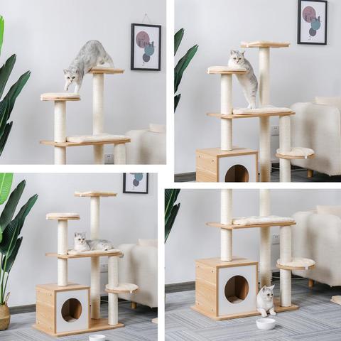 Fast Shipping Pet Cat Tree Tower Toy Scratching Posts for Cat Wood Climbing Tree Jumping Cat Furniture Cat House Condo Nest ► Photo 1/6