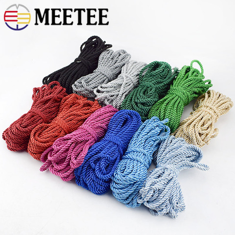 Meetee 10M 5mm 3 Shares Twisted Cotton Nylon Cords Colorful DIY Craft Braided Decoration Rope Drawstring Belt Accessories AP477 ► Photo 1/6