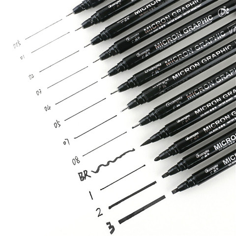 Pigment liner, Water Based Brush Markers Different Size Pigment Liner  Triangular Fine liner Pens for Art Supplies Stationery
