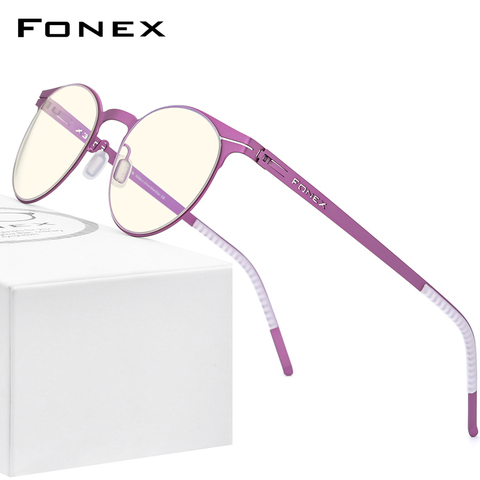 FONEX Anti Blue Light Blocking Glasses Women 2022 New Round UV Rays Filter Computer Gaming Screwless Eyeglasses Eyewear FAB014 ► Photo 1/6