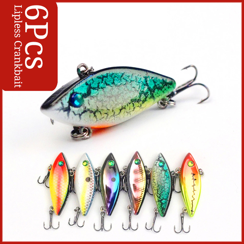 Banshee Mini Vib Vibration 40mm 4.8g Small Wobbler Fishing Lure 6pcs/lot CRT Rattle 3D eyes Hard Bait Lipless Crankbaits ► Photo 1/6