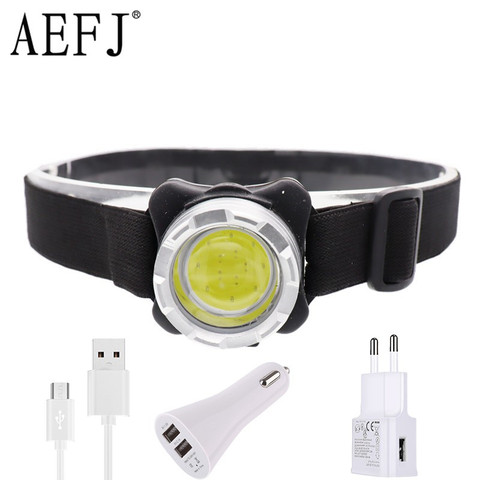 COB LED Headlamp USB Rechargeable Headlight Waterproof Head Lamp White Red Lighting with Built-in Battery ► Photo 1/5