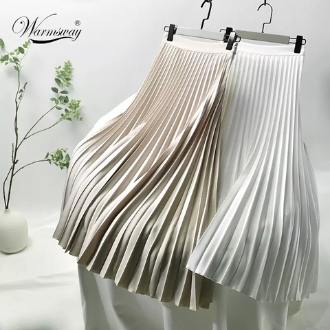 Brand Designer Women Autumn Winter Elegant Chic Solid Pleated Skirt High Waist Luxury Fashion Elastic Waist Skirt Female C-035 ► Photo 1/6