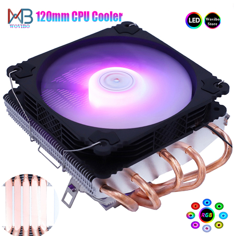 5 Heatpipes CPU Cooler Ventilador Fan Cooling Radiator RGB 4Pin PWM For 1150 1151 1155 1200 1366 2011 X79 X99 AM3 AM4 130W TDP ► Photo 1/6