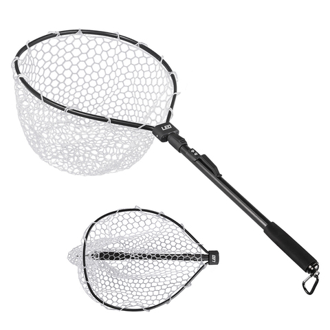 Leo Fly Fishing Net Fish Landing Net With Folding Aluminum Handle And Soft Rubber Mesh Perfect For Catch And Release ► Photo 1/6