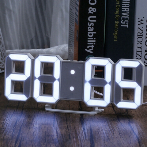 Large 3D Digital Wall Clock 3D LED Alarm Clock Electronic Desk Clocks with Large Temperature 24/12 Hour Display ► Photo 1/6