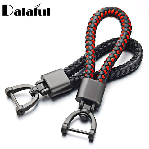 Hand Woven Leather Car KeyChain Detachable Metal 360 Degree Rotating Horseshoe Buckle Key Chain For Men High Quality Gift K393 ► Photo 1/6