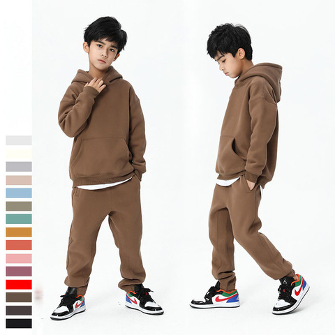 Teen Winter Boys Clothing Set 2022 New Casual Fleece Thicken Hoodie Sport Pant Two Pieces suit for Boys Clothes Kids Outfits ► Photo 1/6