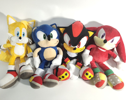 Sonic the Hedgehog 7 Inch Sonic, Shadow, Knuckles and Tails Stuffed Plush  Toy Set of 4 