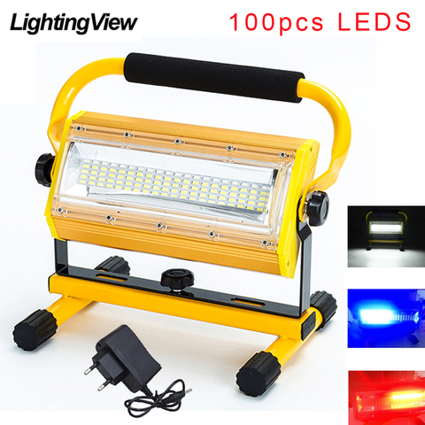 100W Refletor LED Outdoor Lighting Flood Light Lamp Floodlight COB LEDs Spotlight Garden Lamp with 6x 18650 Battery & Charger ► Photo 1/6