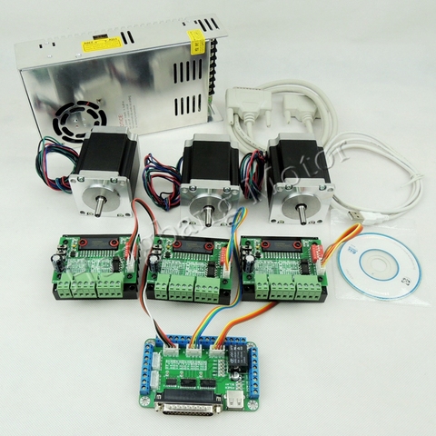 CNC Router Kit 3 Axis, 3pcs TB6560 1 axis stepper motor driver +one breakout board +3pcs Nema23 270 Oz-in motor+one power supply ► Photo 1/4