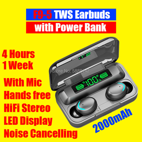 F9-5 TWS Earbuds Wireless Earphone Auriculares Bluetooth Inalambrico Audifonos Headset Gamer Con microfono Handfree HIFI Stereo ► Photo 1/6