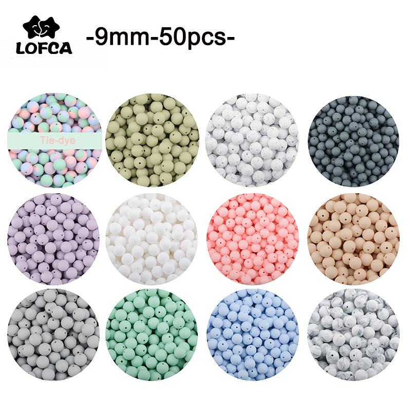 50Pcs Silicone Beads Loose Teething Beads DIY Baby Chewable Jewelry Necklace 